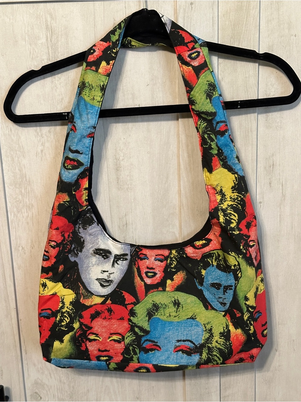 Marilyn Monroe Pop Art Black Multicolor Handmade Shoulder Bag